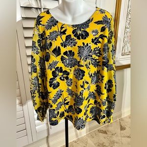 Lane Bryant “girls with curves” yellow and navy long sleeve blouse size 16